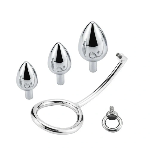 4663 Steel with Cock DiscreetChoice Ring Hook Anal Set Stainless 1224